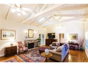 Spacious living room with vaulted ceilings.