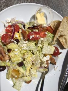 Greek salad with chicken at Carmel Coffee and Cocoa Bar