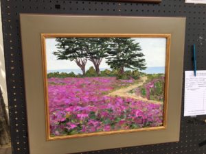 Painting of the Pacific Grove ice plant in bloom by Monika Johnson