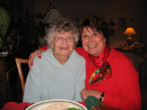 Mother and I at Christmas dinner at home.