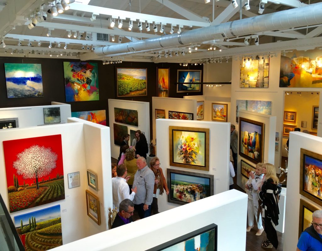 Gallery has high ceilings perfect for hanging art.