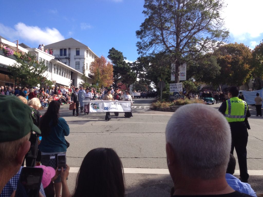 The Carmel Chamber of Commerce ambassadors rounding the turn-around at Monte Verde and Ocean